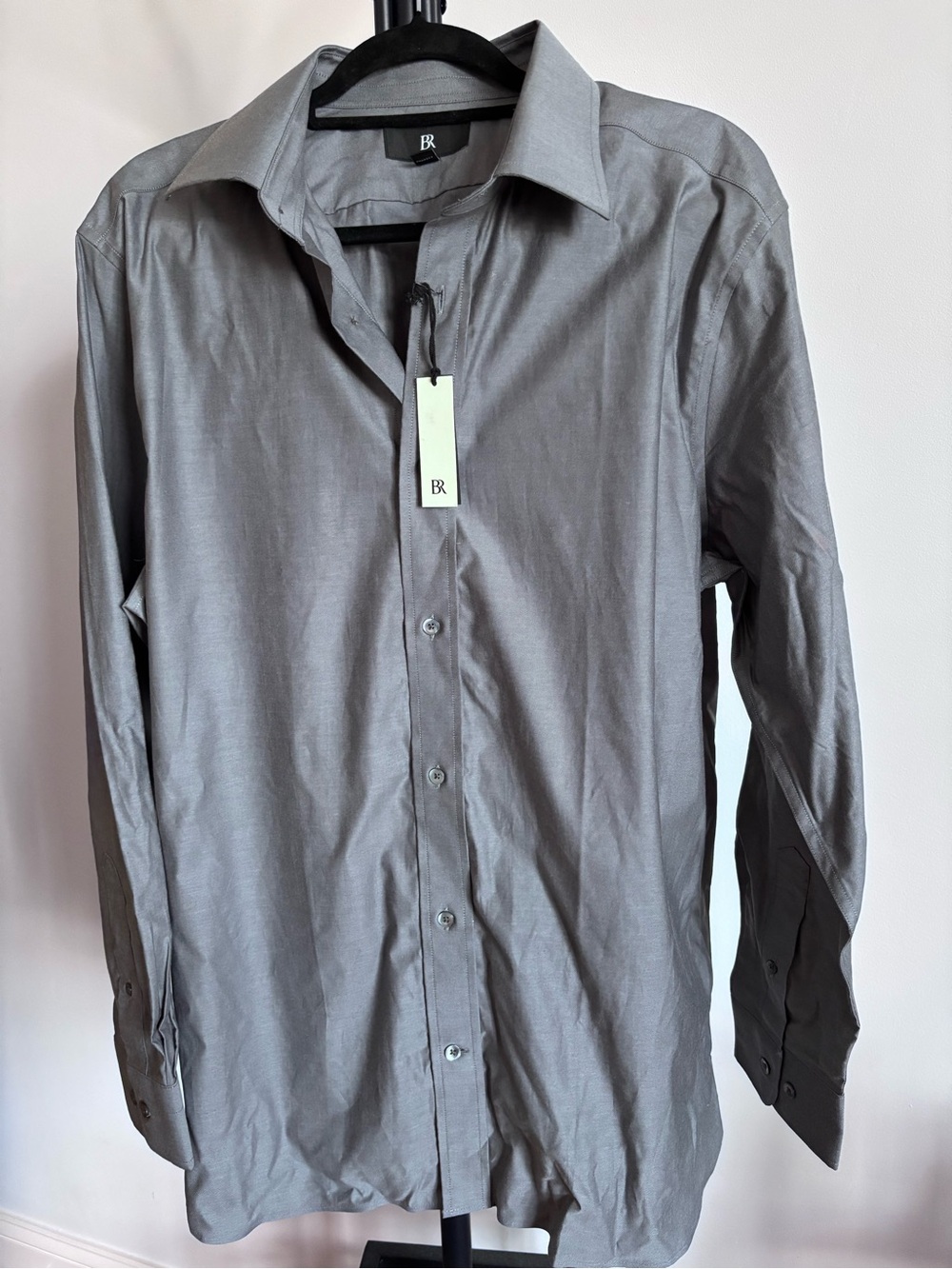 Banana Republic Men's Grey Long-Sleeve Dress Shirt